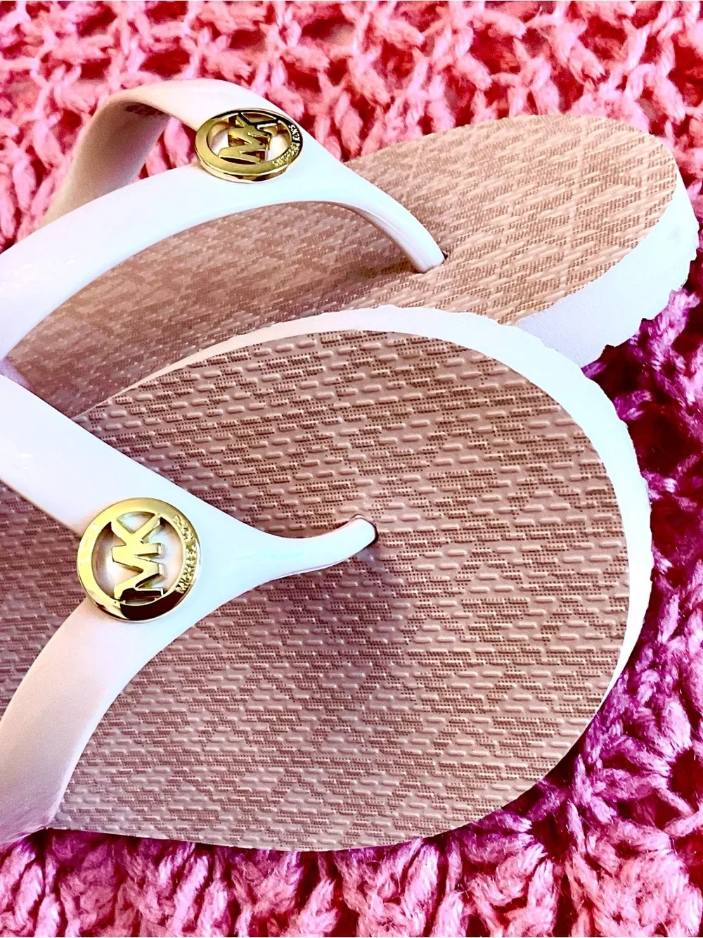 Michael Kors Blush Patent Logo Thong Sandals